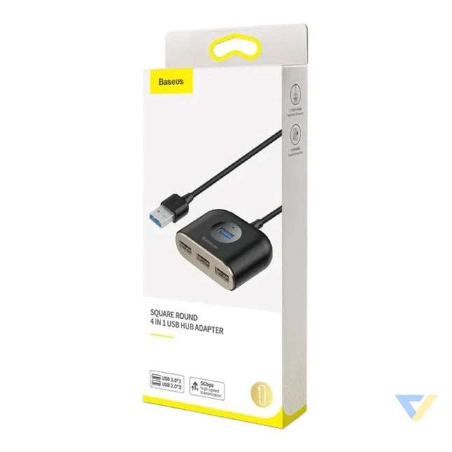 Baseus Square Round USB Adapter HUB USB 3.0 to 1x USB 3.0 + 3x USB 2.0.1m (Black) Hubs