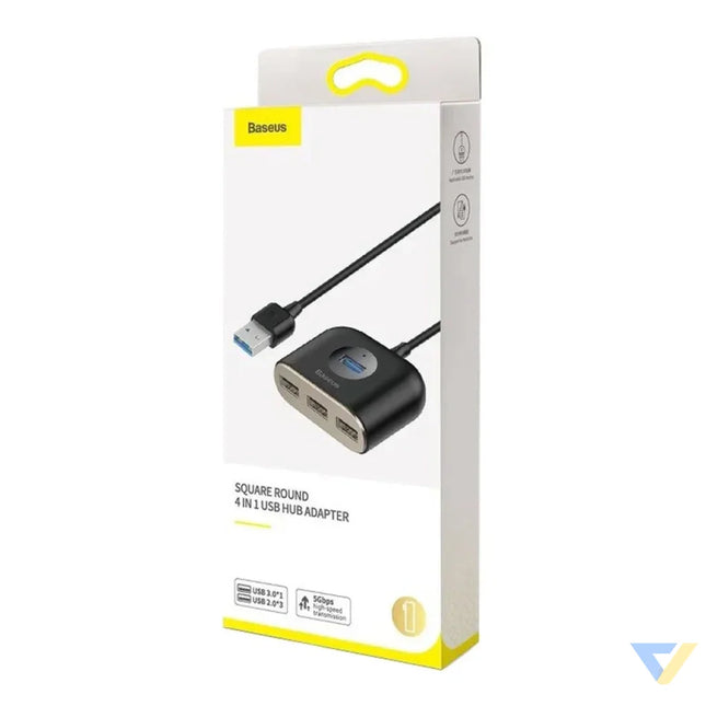 Baseus Square Round USB Adapter HUB USB 3.0 to 1x USB 3.0 + 3x USB 2.0.1m (Black) Hubs