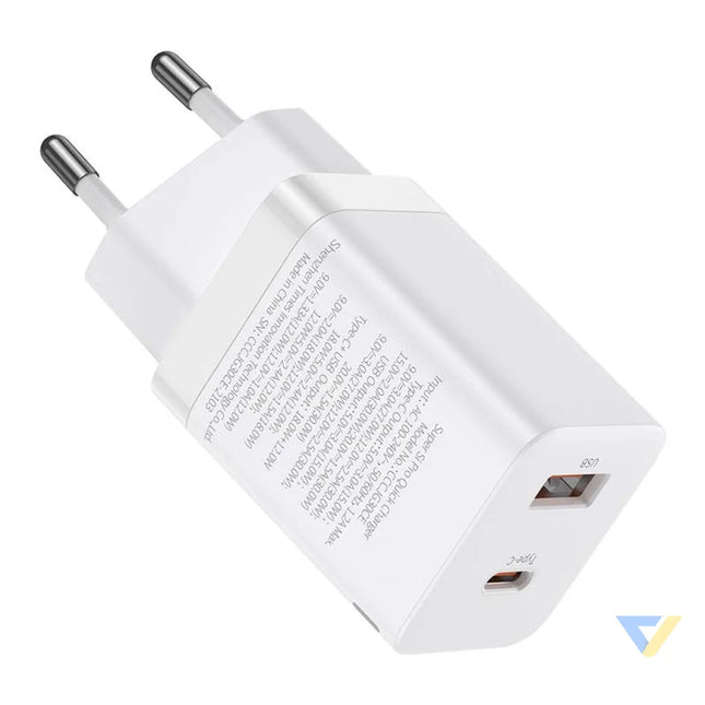 Baseus Super Si Pro Quick Charger USB + USB C 30W (white) mains chargers