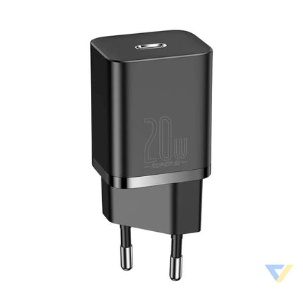 Baseus Super Si Quick Charger 1C 20W with USB C cable for Lightning 1m (black) mains chargers