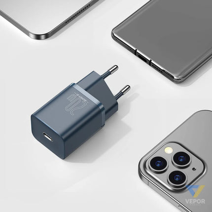 Baseus Super Si Quick Charger 1C 20W with USB C cable for Lightning 1m (blue) mains chargers