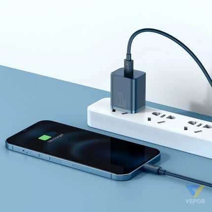 Baseus Super Si Quick Charger 1C 20W with USB C cable for Lightning 1m (blue) mains chargers