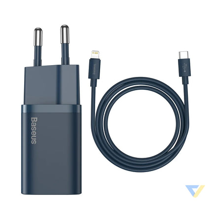 Baseus Super Si Quick Charger 1C 20W with USB C cable for Lightning 1m (blue) mains chargers