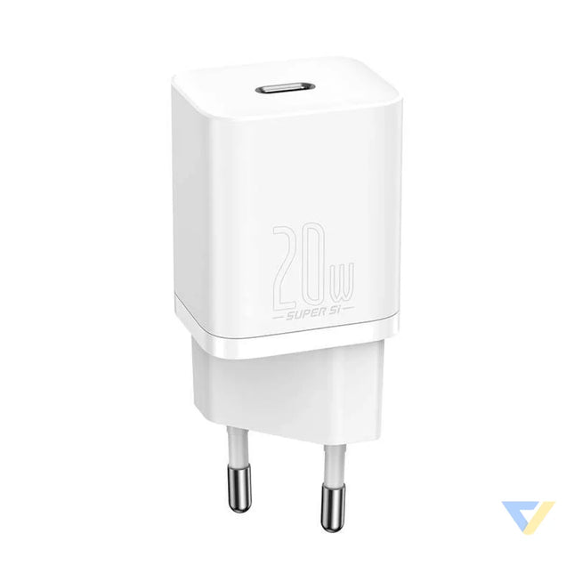 Baseus Super Si Quick Charger 1C 20W with USB C cable for Lightning 1m (white) mains chargers