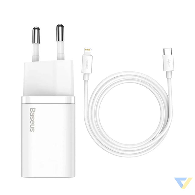 Baseus Super Si Quick Charger 1C 20W with USB C cable for Lightning 1m (white) mains chargers