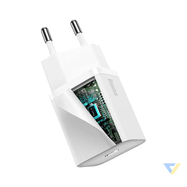 Baseus Super Si Quick Charger 1C 20W with USB C cable for Lightning 1m (white) mains chargers
