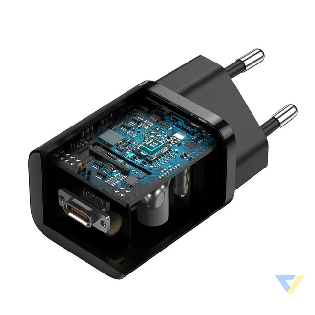 Baseus Super Si Quick Charger 1C 25W with USB C cable for USB C 1m (black) mains chargers