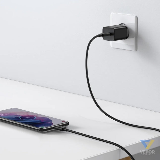 Baseus Super Si Quick Charger 1C 25W with USB C cable for USB C 1m (black) mains chargers