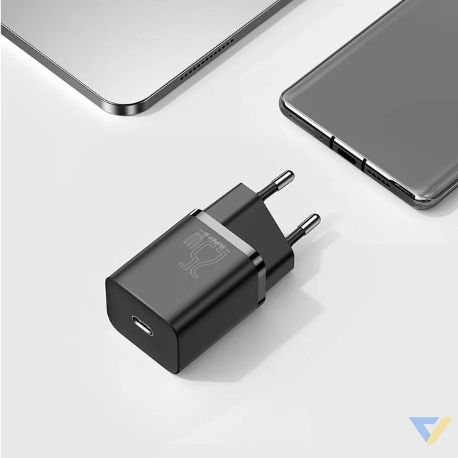 Baseus Super Si Quick Charger 1C 25W with USB C cable for USB C 1m (black) mains chargers