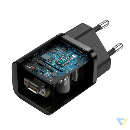 Baseus Super Si Quick Charger 1C 25W with USB C cable for USB C 1m (black) mains chargers