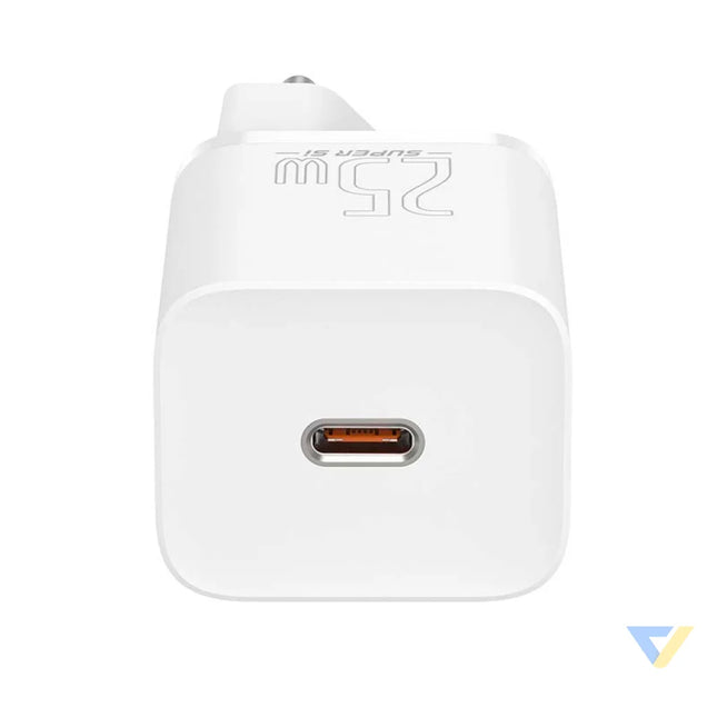 Baseus Super Si Quick Charger 1C 25W with USB C cable for USB C 1m (white) mains chargers