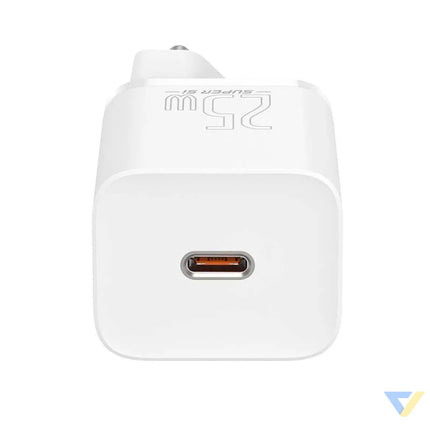 Baseus Super Si Quick Charger 1C 25W with USB C cable for USB C 1m (white) mains chargers