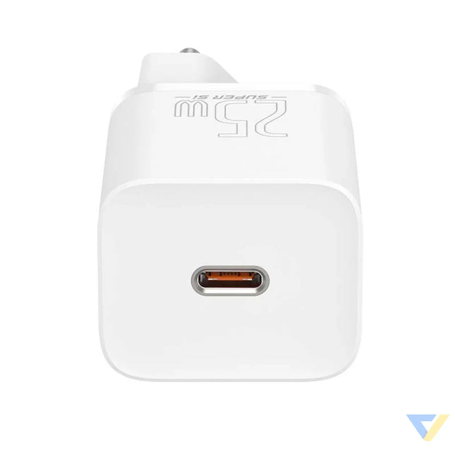 Baseus Super Si Quick Charger 1C 25W with USB C cable for USB C 1m (white) mains chargers