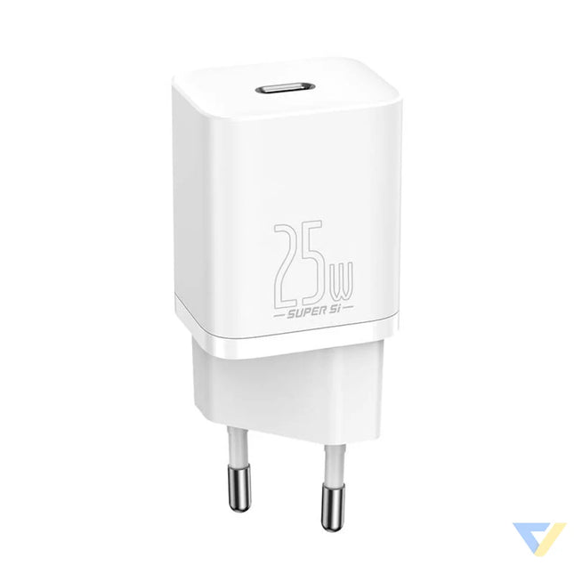 Baseus Super Si Quick Charger 1C 25W with USB C cable for USB C 1m (white) mains chargers