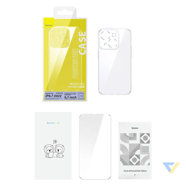 Baseus SuperCeramic Transparent Glass Case and Tempered Glass set for iPhone 14 Plus For smartphones