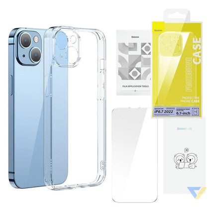 Baseus SuperCeramic Transparent Glass Case and Tempered Glass set for iPhone 14 Plus For smartphones