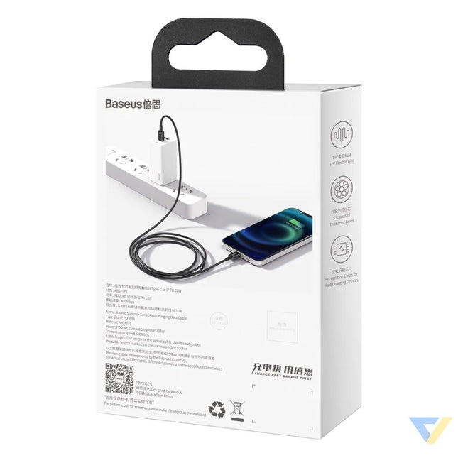 Baseus Superior Series Cable USB C to iP 20W PD 1m (black) USB C to Lightning
