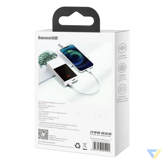 Baseus Superior Series Cable USB C to Lightning 20W PD 0,25m (white) USB C to Lightning
