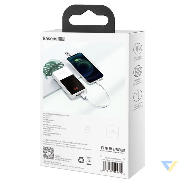Baseus Superior Series Cable USB to Lightning 2.4A 0,25m (white) USB to Lightning