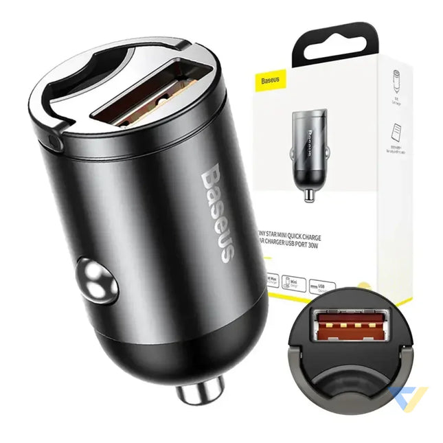 Baseus Tiny Star Mini Quick Charge Car Charger USB Port 30W Grey Car chargers