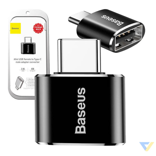 Baseus USB to USB Type C Adapter 2.4A (Black) Adapters connectors and converters