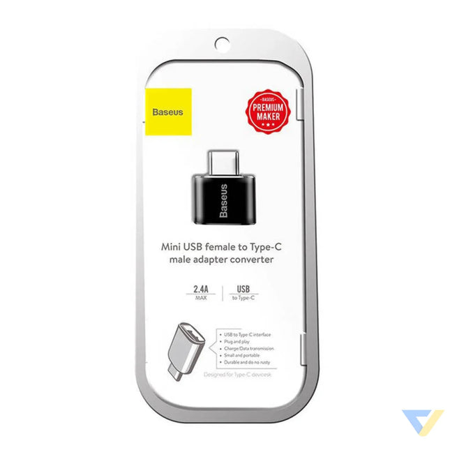 Baseus USB to USB Type C Adapter 2.4A (Black) Adapters connectors and converters