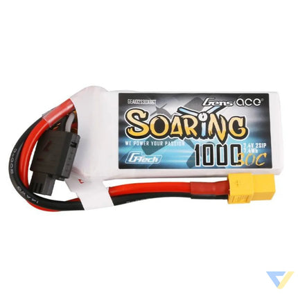 Battery Gens Ace G Tech Soaring 1000mAh 7.4V 30C 2S1P XT60 Lithium and NiMH