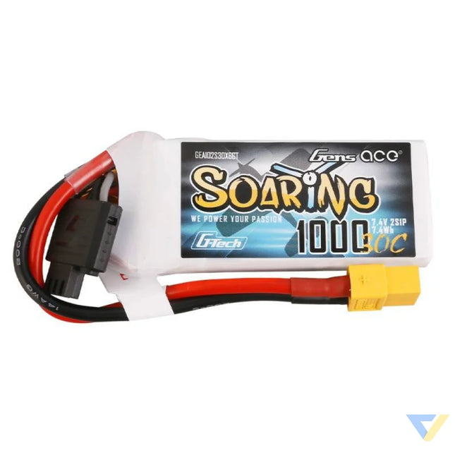 Battery Gens Ace G Tech Soaring 1000mAh 7.4V 30C 2S1P XT60 Lithium and NiMH