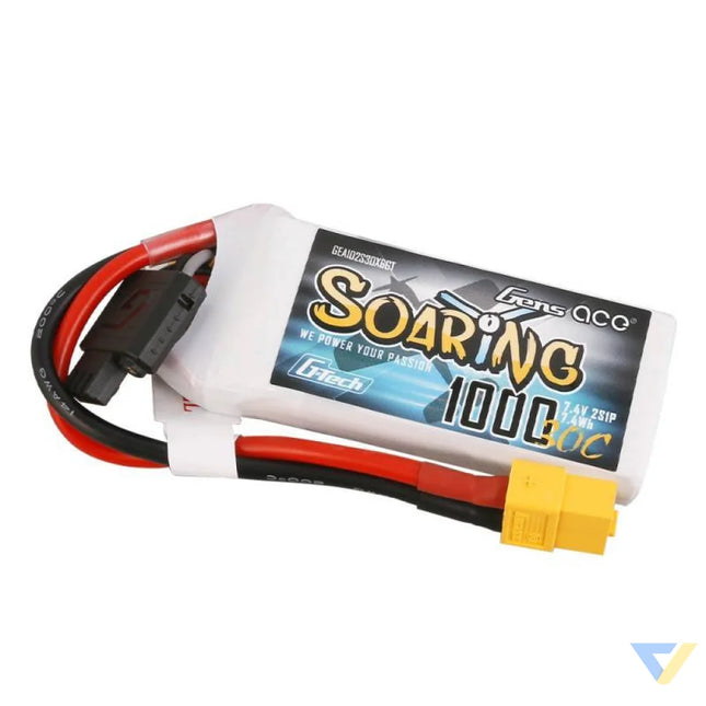 Battery Gens Ace G Tech Soaring 1000mAh 7.4V 30C 2S1P XT60 Lithium and NiMH