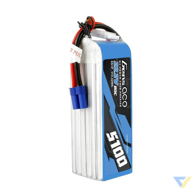 Battery GensAce 5100mAh 22.2V 80C 6S1P EC5 Lithium and NiMH