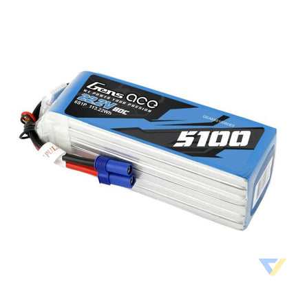 Battery GensAce 5100mAh 22.2V 80C 6S1P EC5 Lithium and NiMH