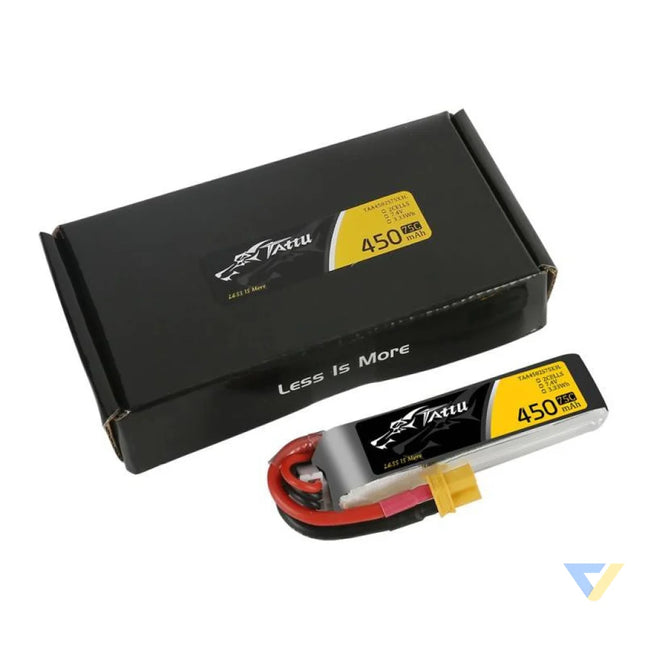 Battery Tattu 450mAh 7.4V 75C 2S1P Long XT30 Lithium and NiMH