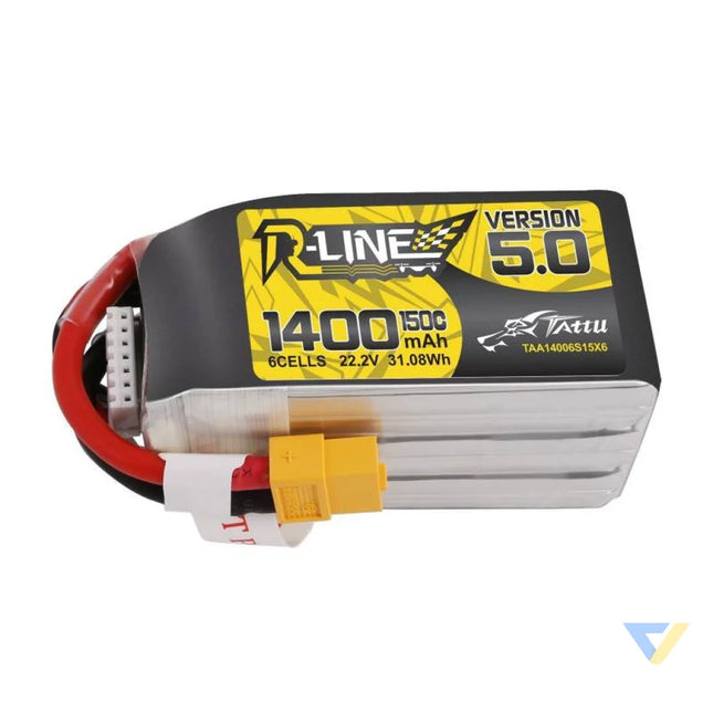 Battery Tattu R Line 5.0 1400mAh 22.2V 150C 6S1P XT60 Lithium and NiMH