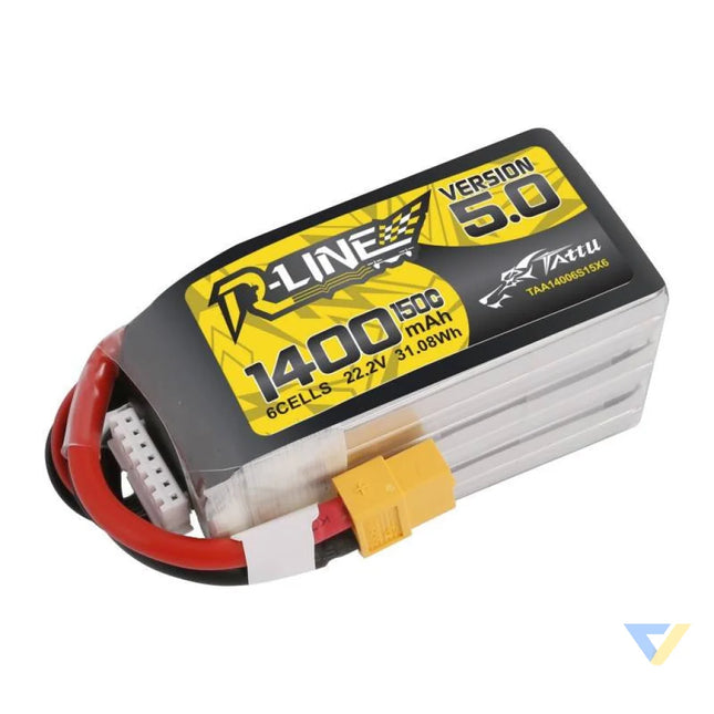 Battery Tattu R Line 5.0 1400mAh 22.2V 150C 6S1P XT60 Lithium and NiMH