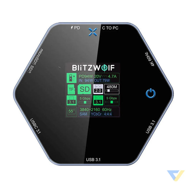 Blitzwolf 8in1 docking station BW TH16 USB 100W LCD Smart Display Docking stations
