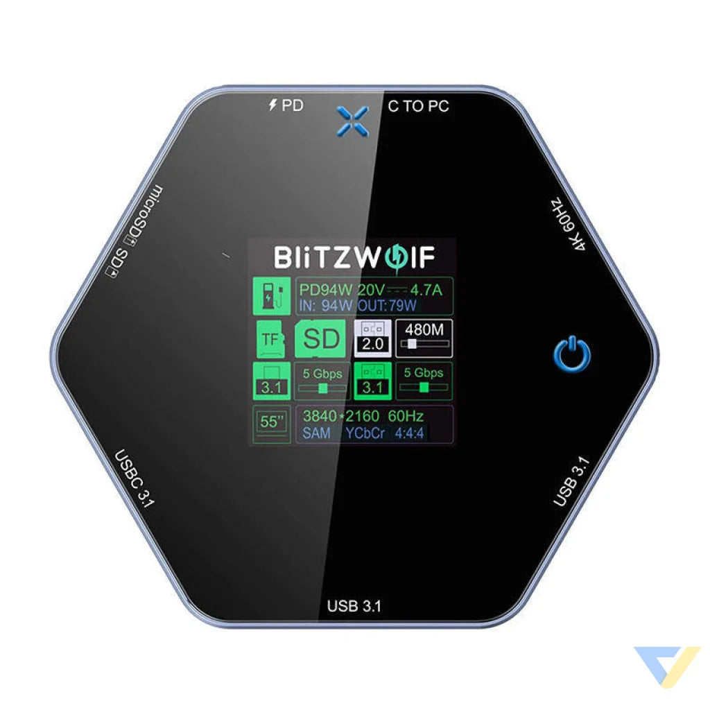 Blitzwolf 8in1 docking station BW TH16 USB 100W LCD Smart Display Docking stations