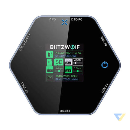 Blitzwolf 8in1 docking station BW TH16 USB 100W LCD Smart Display Docking stations