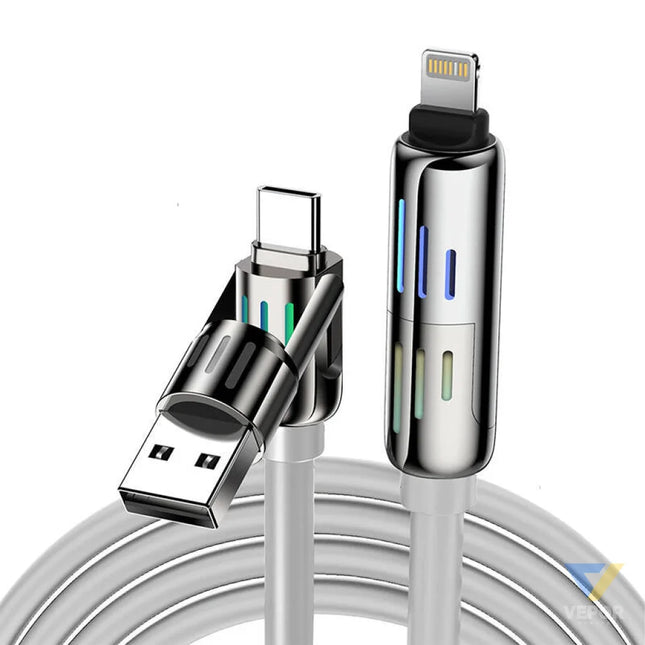 Blitzwolf BW HDC6 4 in 1 USB C/USB A to USB C/Lightning cable 1.2m 240W RGB (gray) Combo Cables