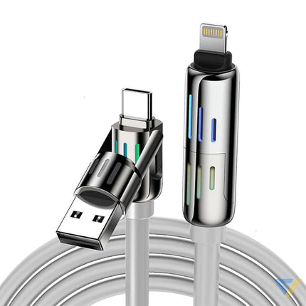 Blitzwolf BW HDC6 4 in 1 USB C/USB A to USB C/Lightning cable 1.2m 240W RGB (gray) Combo Cables