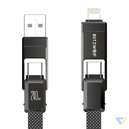 Blitzwolf BW-HDC7 4-in-1 USB + C + Lightning cable 240W 1.2m (black) Combo Cables