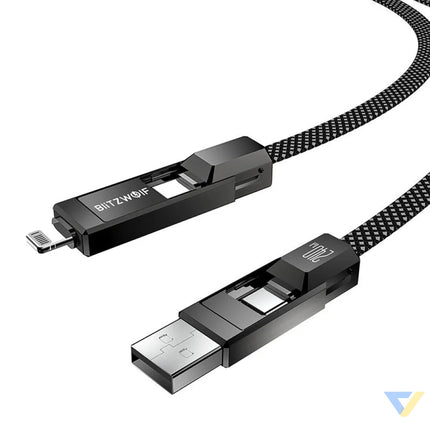 Blitzwolf BW-HDC7 4-in-1 USB + C + Lightning cable 240W 1.2m (black) Combo Cables