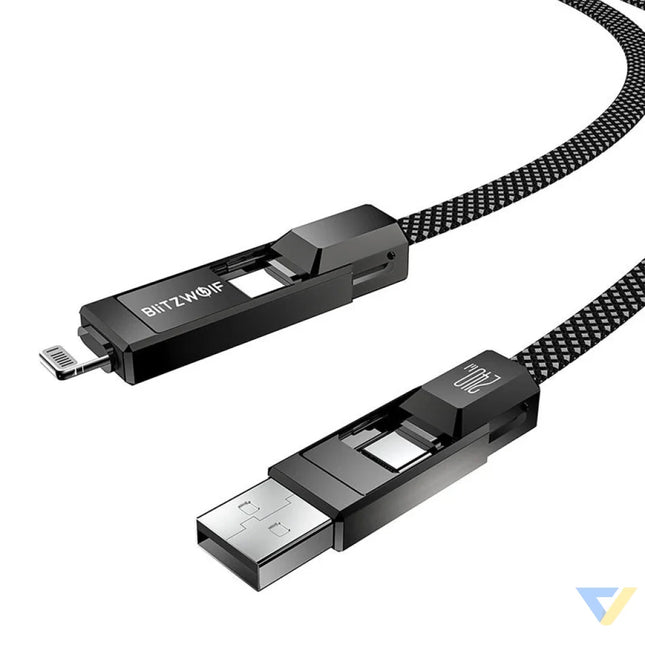 Blitzwolf BW-HDC7 4-in-1 USB + C + Lightning cable 240W 1.2m (black) Combo Cables