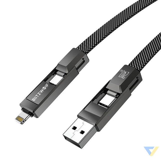 Blitzwolf BW-HDC7 4-in-1 USB + C + Lightning cable 240W 1.2m (black) Combo Cables