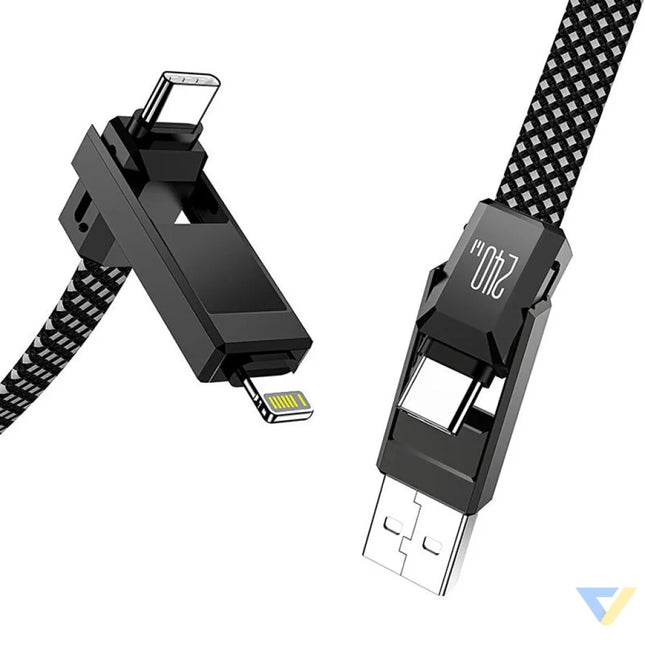 Blitzwolf BW-HDC7 4-in-1 USB + C + Lightning cable 240W 1.2m (black) Combo Cables