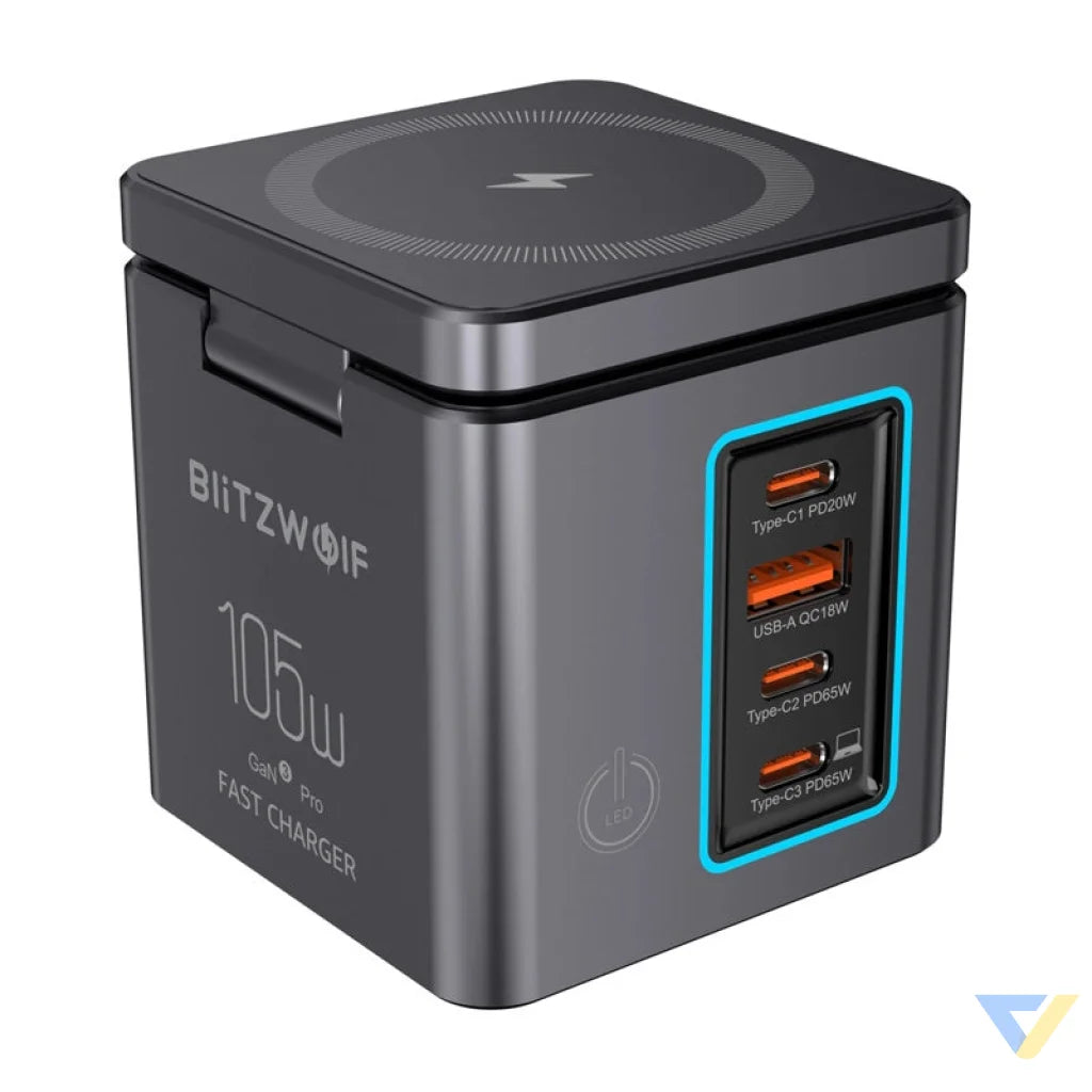 Blitzwolf BW-i113 GaN USB-A 3xUSB-C 105W mains charger mains chargers
