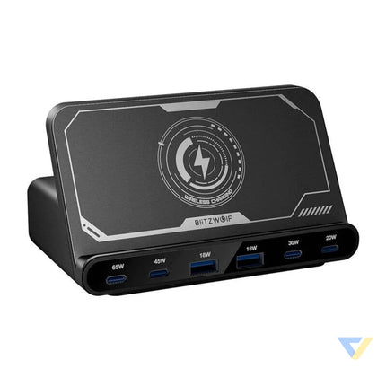 Blitzwolf BW S27 160W 2xUSB A 4xUSB C 15W wireless charger (black) mains chargers