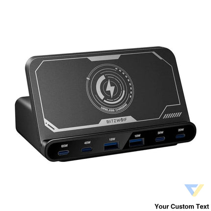 Blitzwolf BW S27 160W 2xUSB A 4xUSB C 15W wireless charger (black) mains chargers