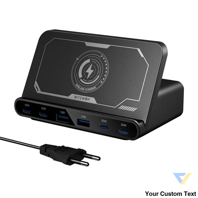 Blitzwolf BW S27 160W 2xUSB A 4xUSB C 15W wireless charger (black) mains chargers