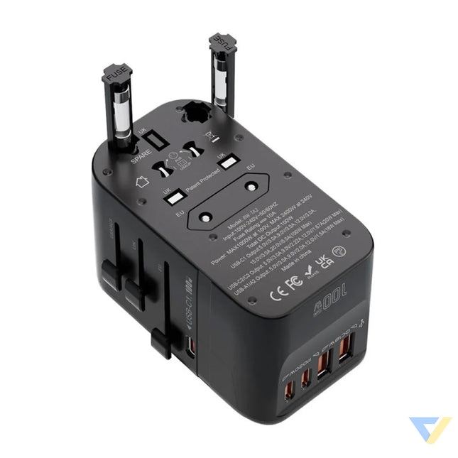 Blitzwolf BW-TA2 5-in-1 Travel Adapter 2xUSB PD + 2xC QC + C GaN 100W Adapters connectors and converters