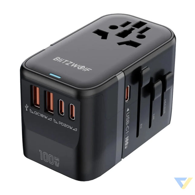 Blitzwolf BW-TA2 5-in-1 Travel Adapter 2xUSB PD + 2xC QC + C GaN 100W Adapters connectors and converters